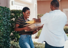 Delivery Worker Handing Over Package